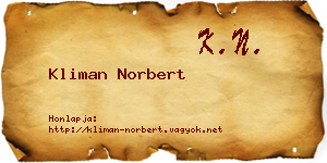 Kliman Norbert névjegykártya